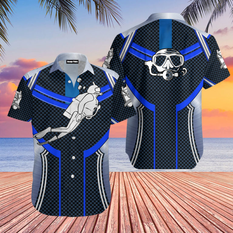 Scuba Diving Short Sleeve Printed Button Down