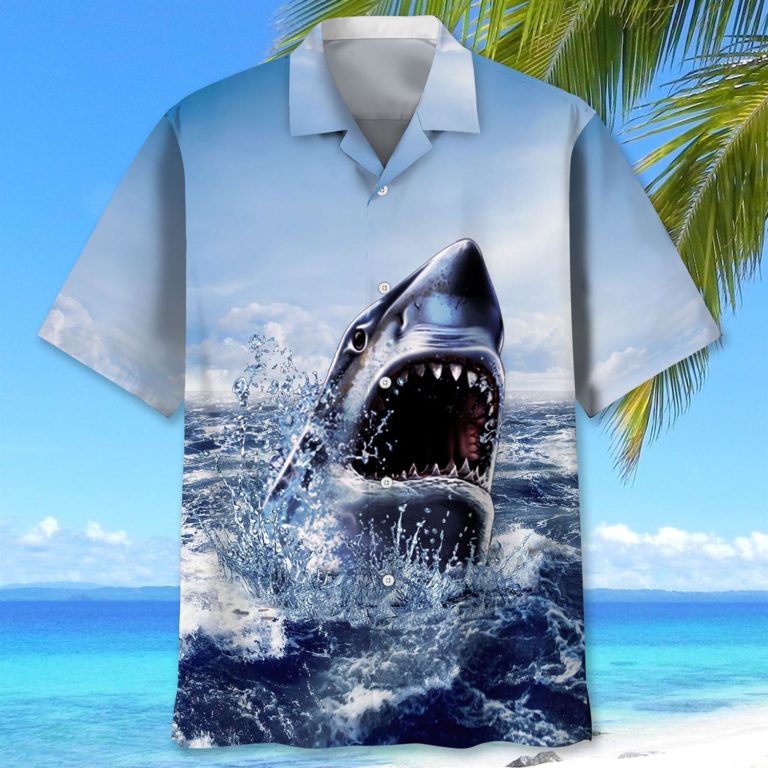 Shark Ocean Short Sleeve Button Up Shirt