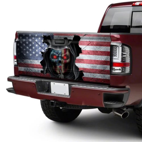 Skull American Truck Tailgate Decal - RobinPlaceFabrics