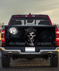 Skull. Hello Darkness My Old Friend Truck Tailgate Decal Sticker Wrap