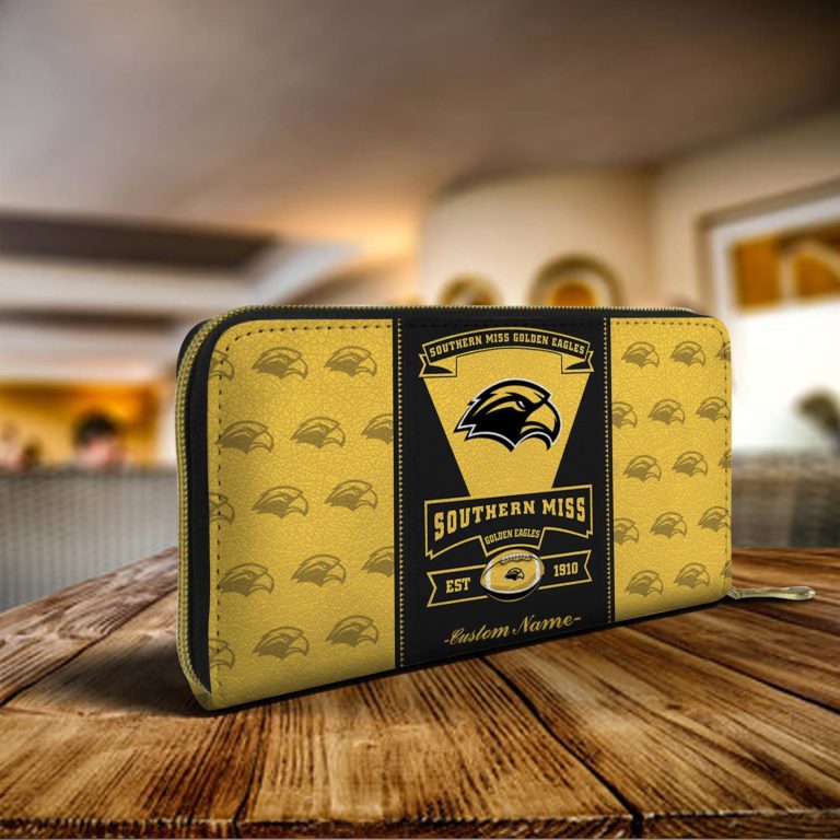 Southern Miss Golden Eagles Custom Name Zip Around Wallets
