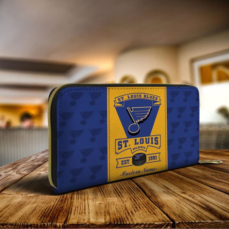 St Louis Blues Custom Name Zip Around Wallets