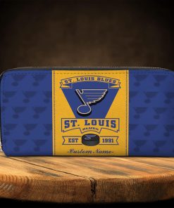 St Louis Blues Custom Name Zip Around Wallets