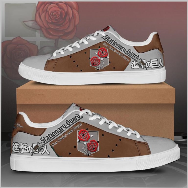 Stationary Guard Uniform Attack On Titan Low top Leather Stan Smith Sneaker, Casual Shoes