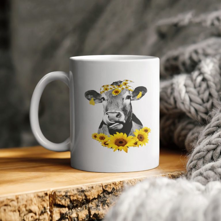 Sunflower Cow Ceramic Coffee Ceramic Mug