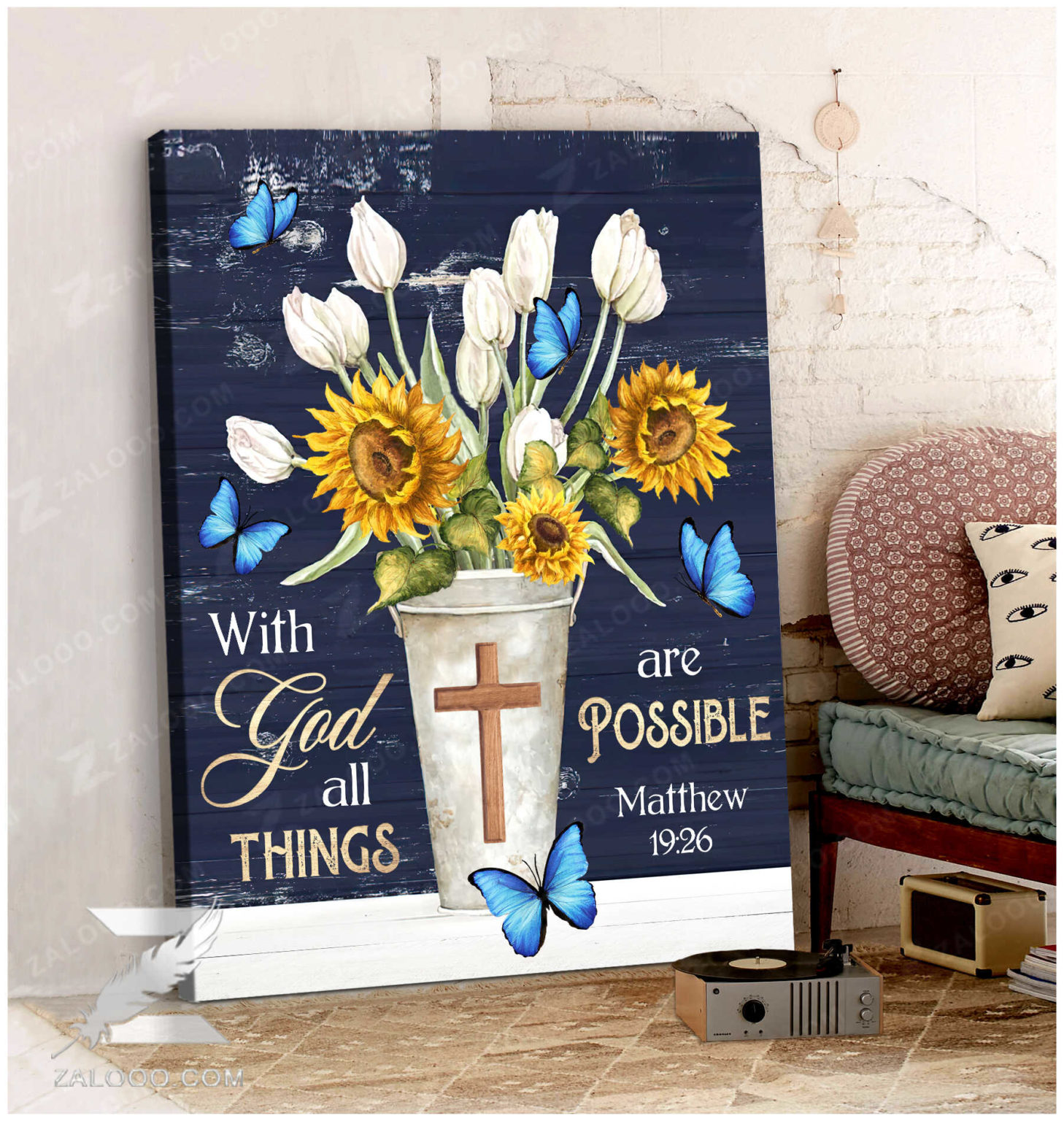 Sympathy Canvas With God All Things Are Possible Butterfly Wall Art ...