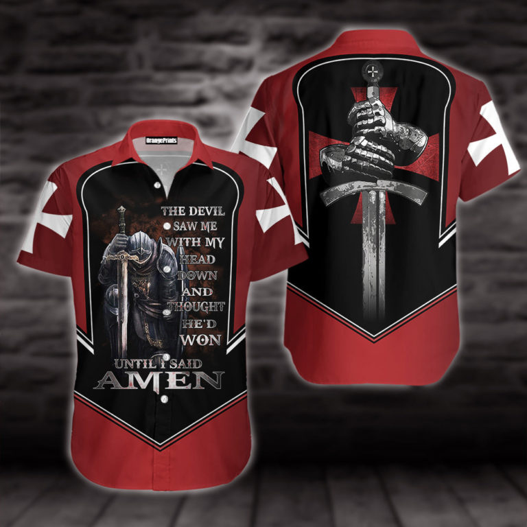 Templar Knights The Devil Saw Me With My Head Down Tropical Button Down Shirt