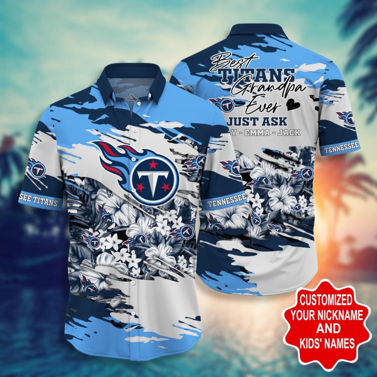 Tennessee Titans – Custom Name Short Sleeve Button Down Hawaiian Shirt