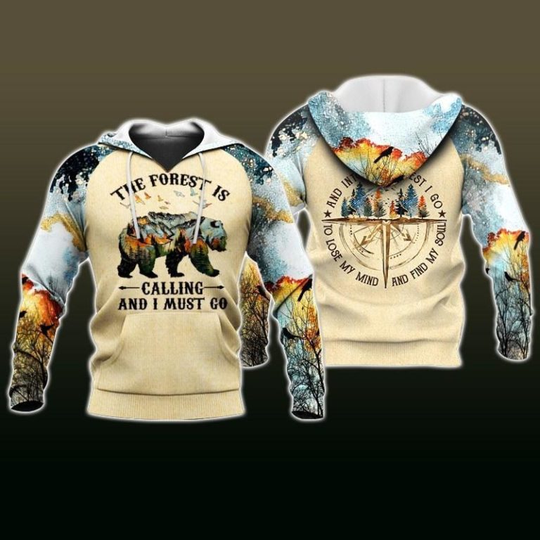 The Forest Is Calling And I Must Go Bear 3D All Over Printed Camping Hoodie Shirt