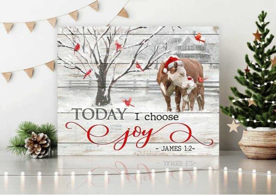 Today I Choose Joy Cow Wall Art Decor