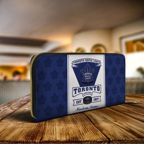 Toronto Maple Leafs Custom Name Classic Zip Wallet RobinPlaceFabrics