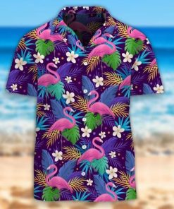 Tropical Flamingo Button Down Short Sleeves Shirt