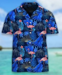 Tropical Flamingo, Leaves Monstera Short Sleeve Button Down Hawaiian Shirt Tropical Flamingo, Leaves Monstera Short Sleeve Button Down Hawaiian Shirt