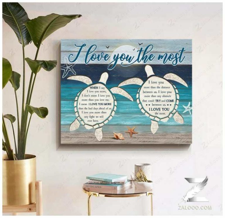 Turtle I Love You The Most Wall Art Coastal Decor