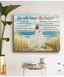 Turtle She Who Loves The Beach Wall Art Floral Decor
