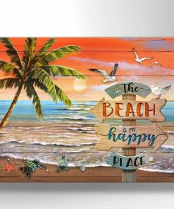 Turtle The Beach Is My Happy Place Wall Art Coastal Decor Turtle The Beach Is My Happy Place Wall Art Coastal Decor