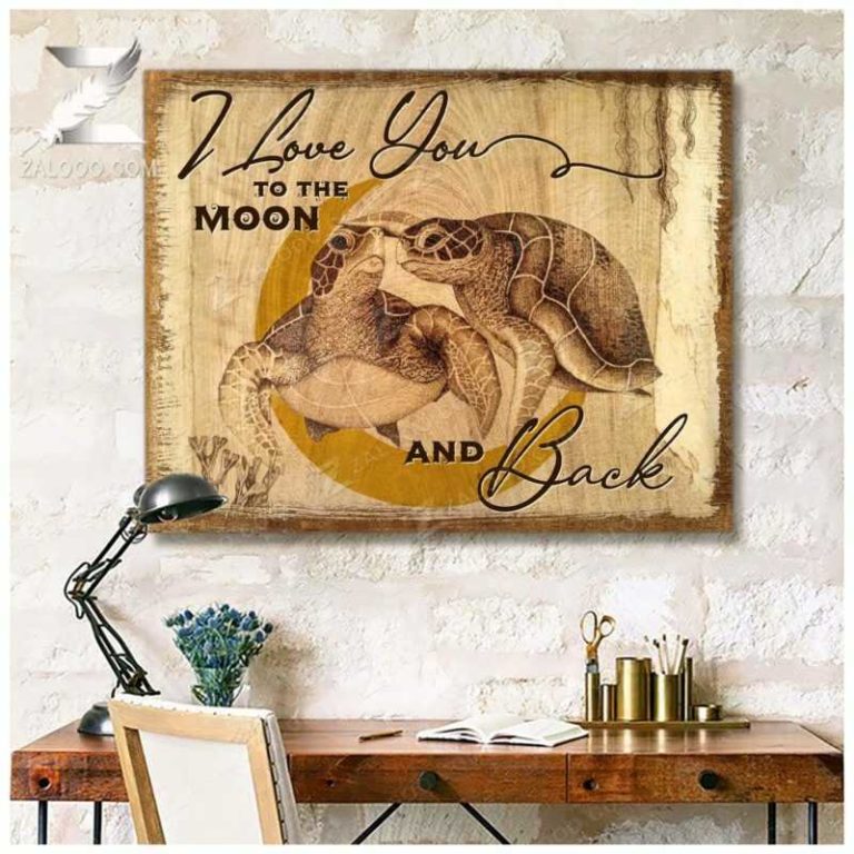 Turtle To The Moon And Back Wall Art Coastal Decor