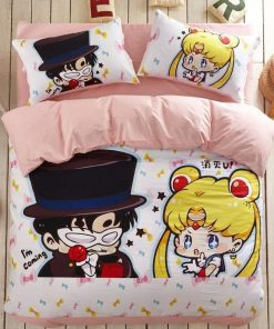 Usagi x Tuxedo Mask Chibi Sailor Moon Bed Setding Custom Anime Bed Set