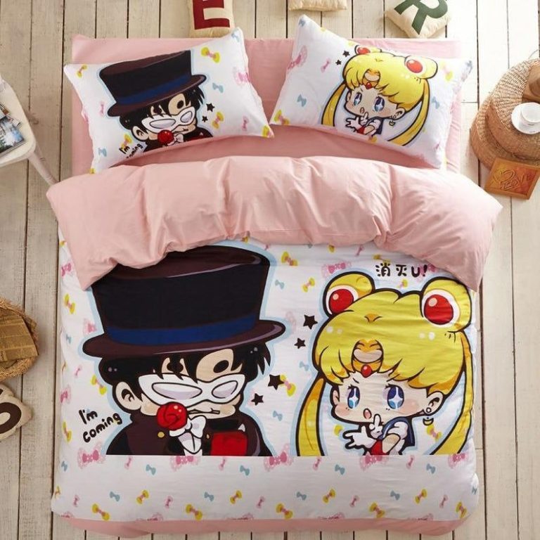 Usagi x Tuxedo Mask Chibi Sailor Moon Bed Setding Custom Anime Bed Set