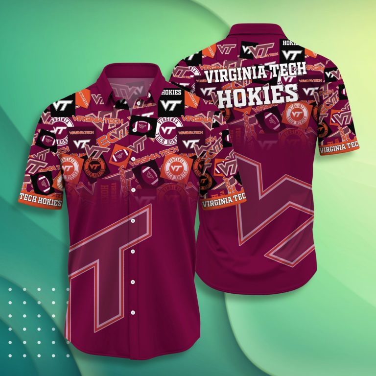 Virginia Tech Hokies Casual Short Sleeve Hawaiian Shirt