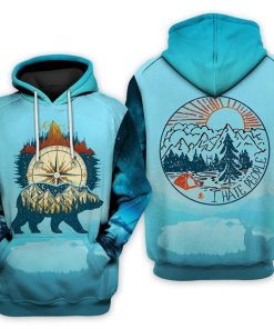Wander Bear Blue Camping 3D Hoodie