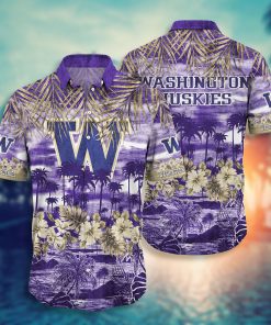 Washington Huskies Button Down Hawaiian Shirt Washington Huskies Button Down Hawaiian Shirt