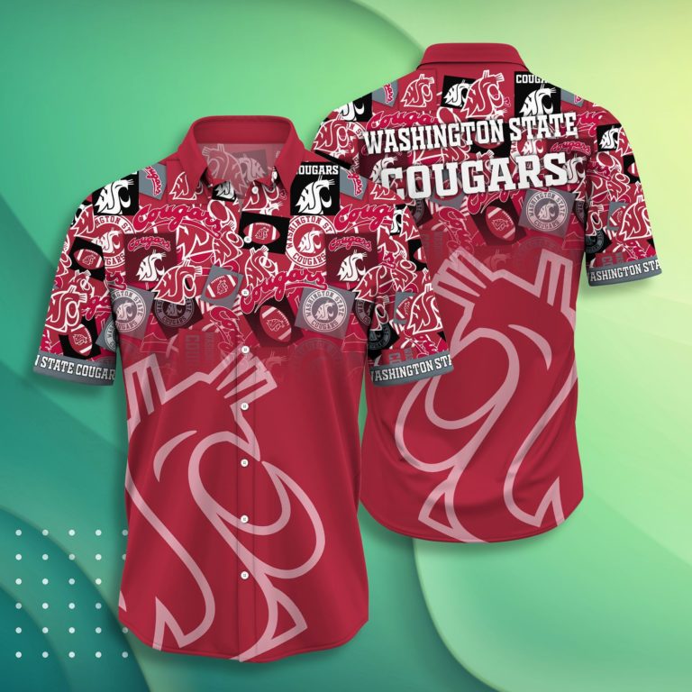 Washington State Cougars Casual Short Sleeve Hawaiian Shirt