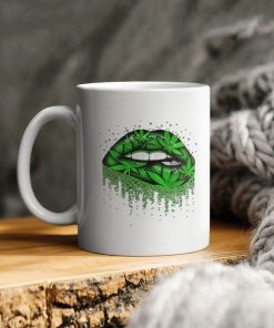 Weed Lip Marijuana Leaf White Ceramic Coffee Ceramic Mug