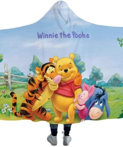 Winnie The Pooh Printed Hooded Blanket – Bear Piglet Tiger Eeyore Blanket