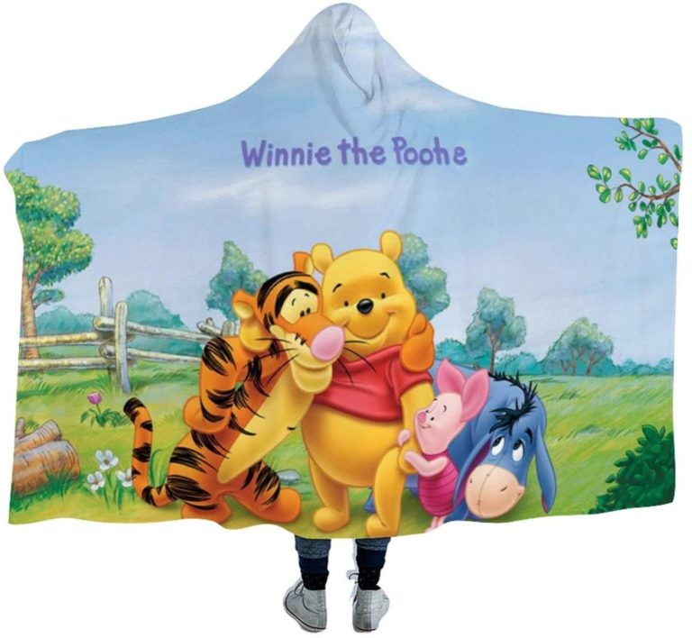 Winnie The Pooh Printed Hooded Blanket – Bear Piglet Tiger Eeyore Blanket