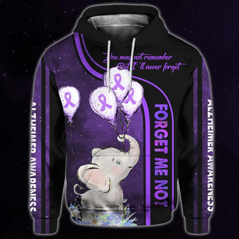You May Not Remember But I’ll Never Forget – Alzheimer Awareness All Over Printed Hoodie