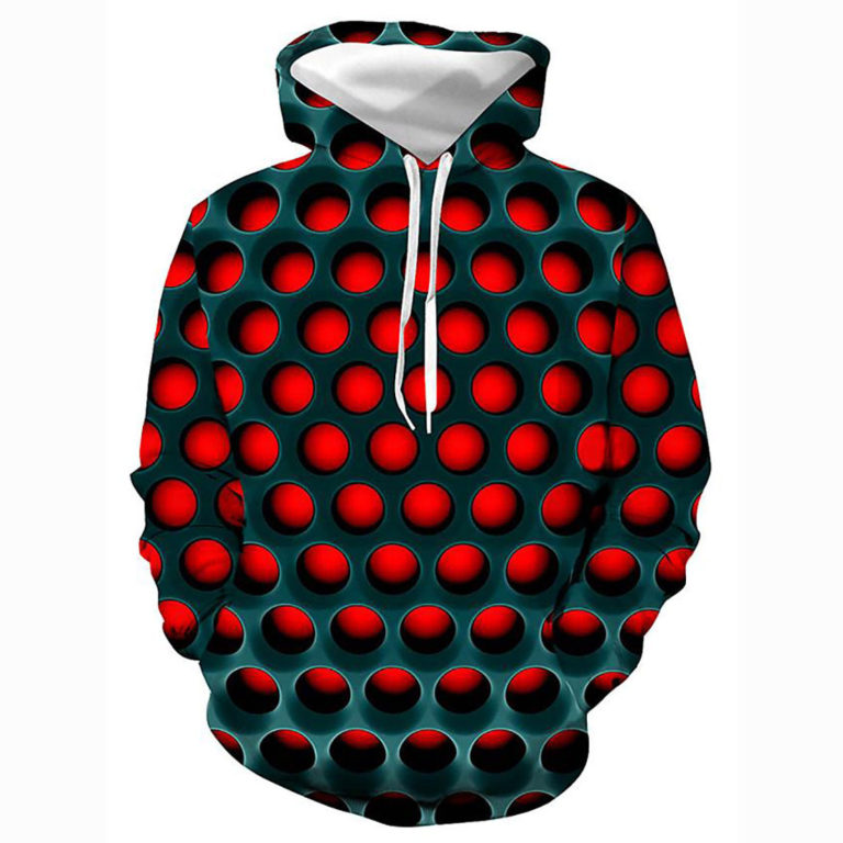 3D Geometric Color Block Printed Hooded