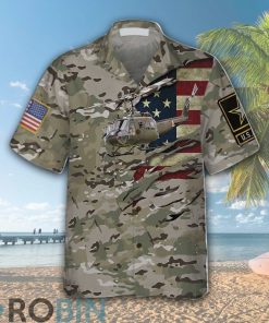 3d Helicopter Camouflage Hawaiian Shirt Helicopter American Flag Shirt