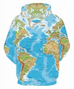3D Printed Map Geometric Hoodie Shirt – Hooded Active