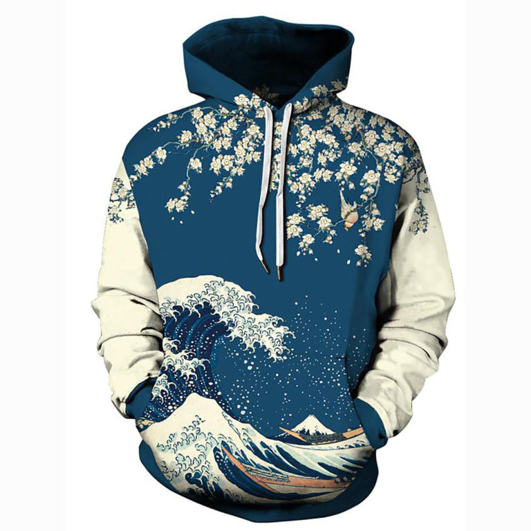 3D Printed View Color Block Hoodie Shirt