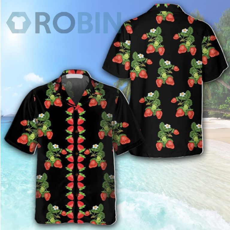 50s Style Strawberries Hawaiian Shirt Strawberry Shirt