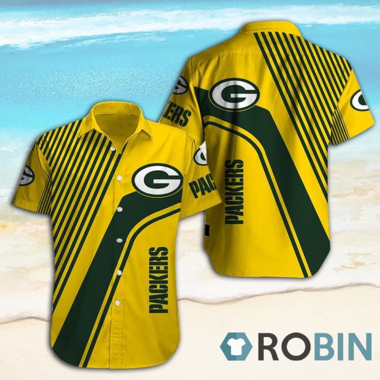 Green Bay Packers Casual Button Down Hawaiian Shirts