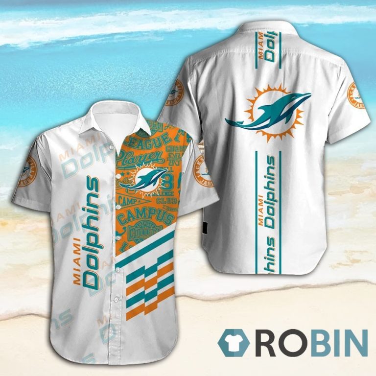 Miami Dolphins Short Sleeve Button Down Hawaiian Shirt
