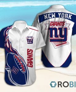 New York Giants Short Sleeve Button Down Hawaiian Shirt