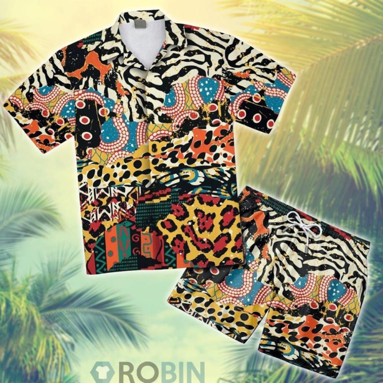 African Patchwork Hawaiian Shirt And Shorts Set