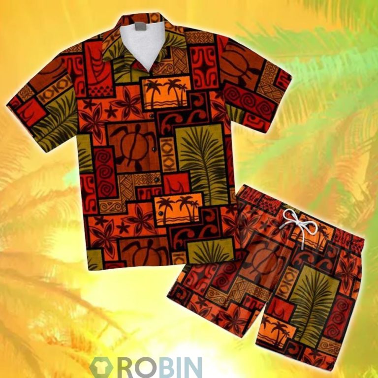 African Symbols Hawaiian Shirt And Shorts Set
