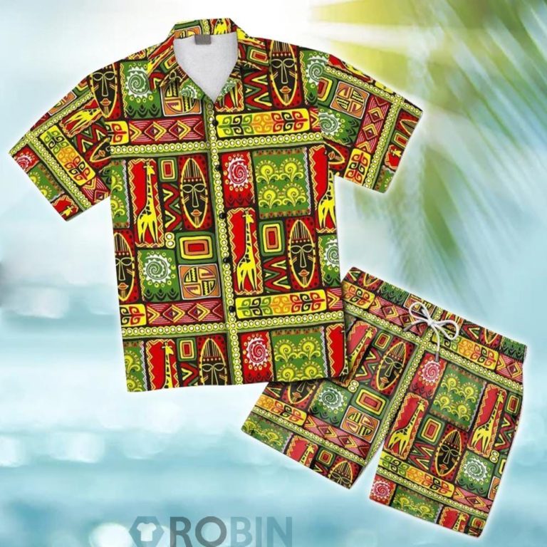 African Tribal Hawaiian Shirt And Shorts Set