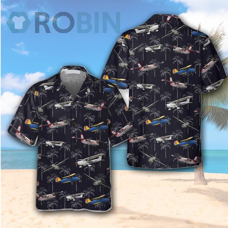 Aircraft On Coconut Forest Hawaiian Shirt Tropical Aircraft Aviation Shirt