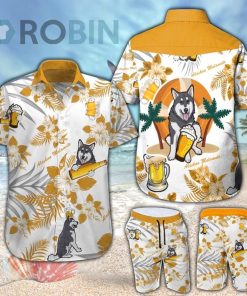 Alaskan Malamute & Beer Hawaiian Shirt & Shorts Set