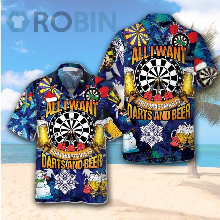All I Want For Christmas Is Darts And Beer Hawaiian Shirt