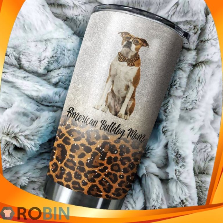 American Bulldog Mom Leopard Pattern Tumbler