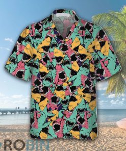 Angry Shark Seamless Pattern Hawaiian Shirt Angry Shark Seamless Pattern Hawaiian Shirt