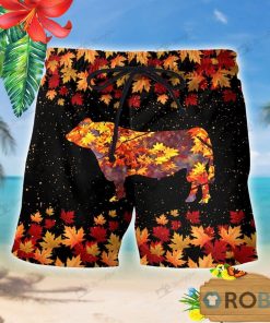 Angus Cattle Fall Leaves Hawaii Shirt & Shorts