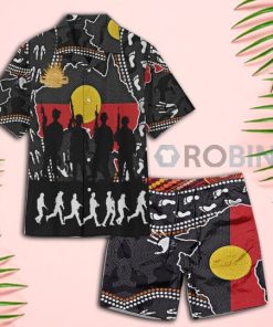 Anzac Day Australian Aboriginal Art Hawaiian Shirt and Shorts