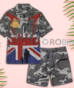Anzac Day Australian Flag Camo Hawaiian Shirt and Shorts Anzac Day Australian Flag Camo Hawaiian Shirt and Shorts